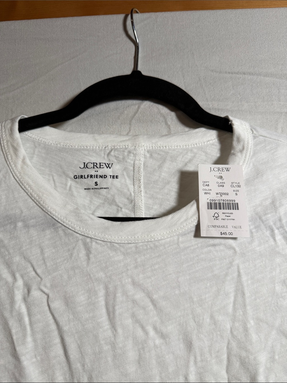 J.Crew White Girlfriend Tee - Long Sleeve - Picture 3 of 6